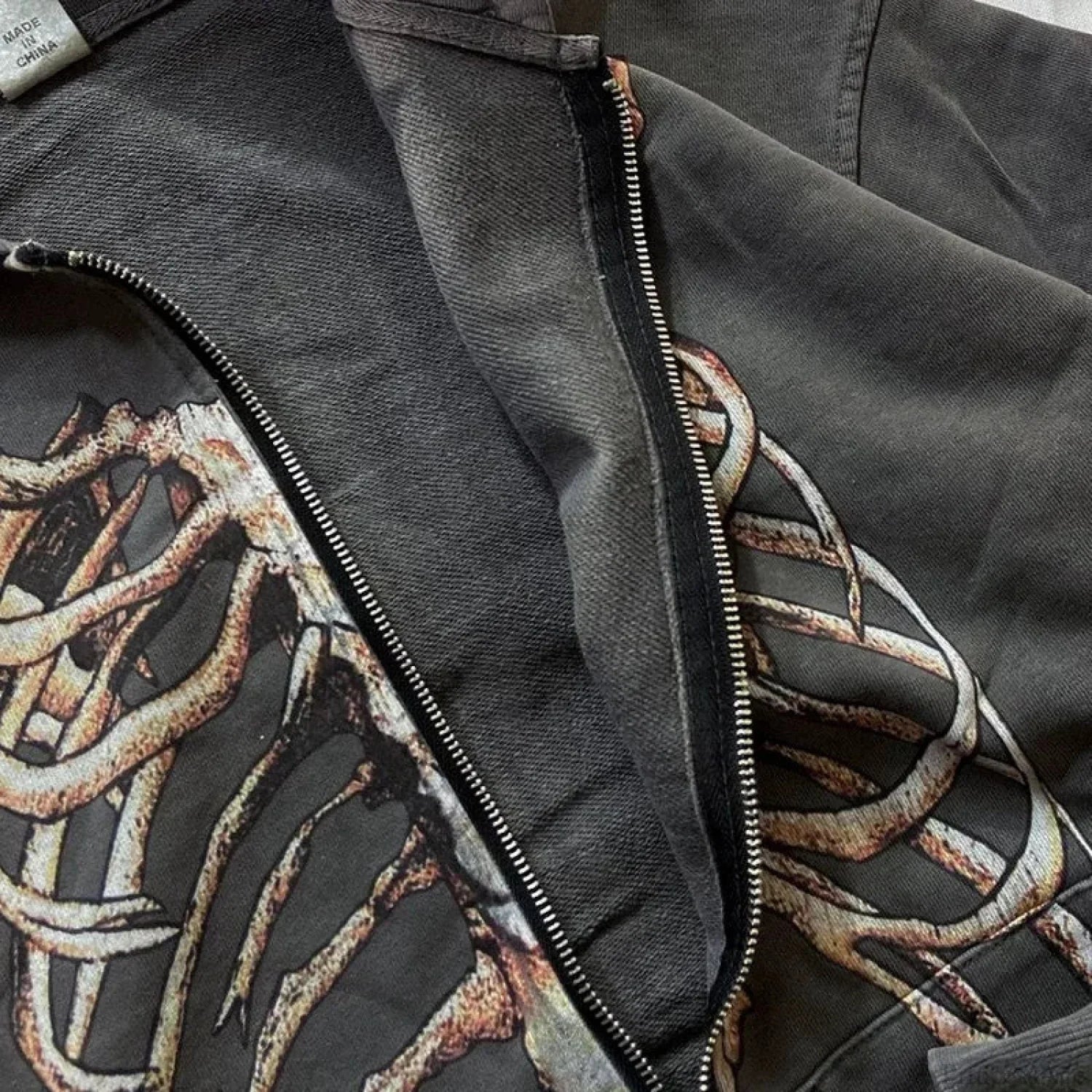 Gothic Long Sleeve Zipper Hoodie image 6