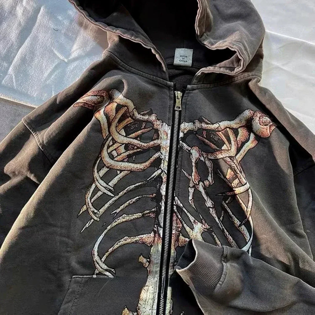 Gothic Long Sleeve Zipper Hoodie image 3