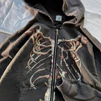 Gothic Long Sleeve Zipper Hoodie image 3