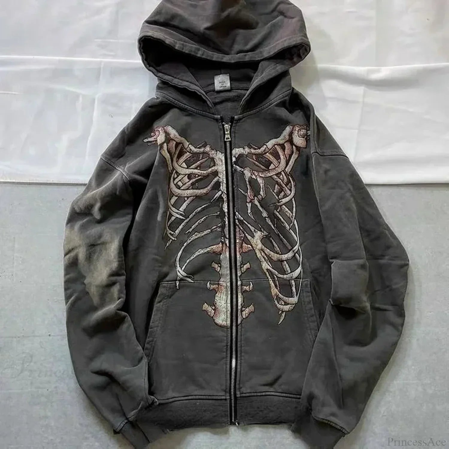 Gothic Long Sleeve Zipper Hoodie image 2