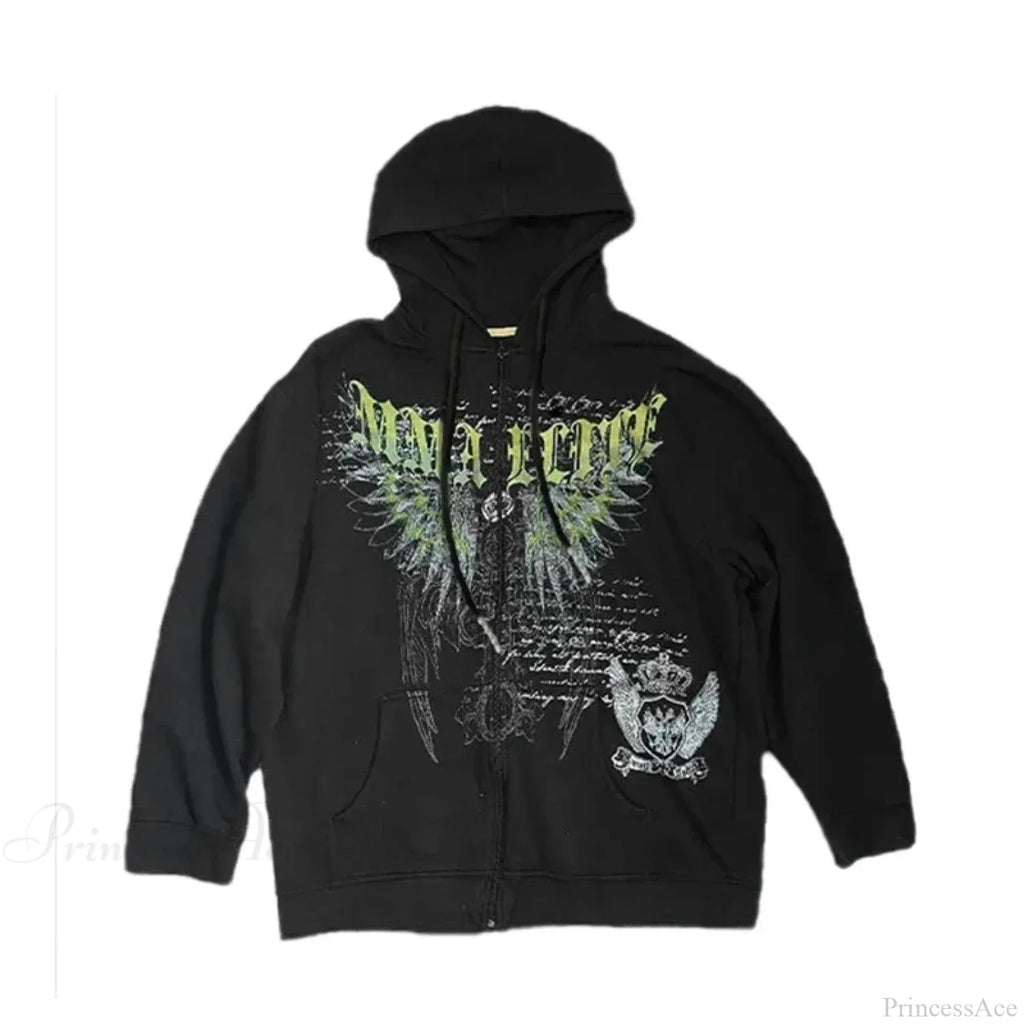 Gothic Long Sleeve Zipper Hoodie image 13