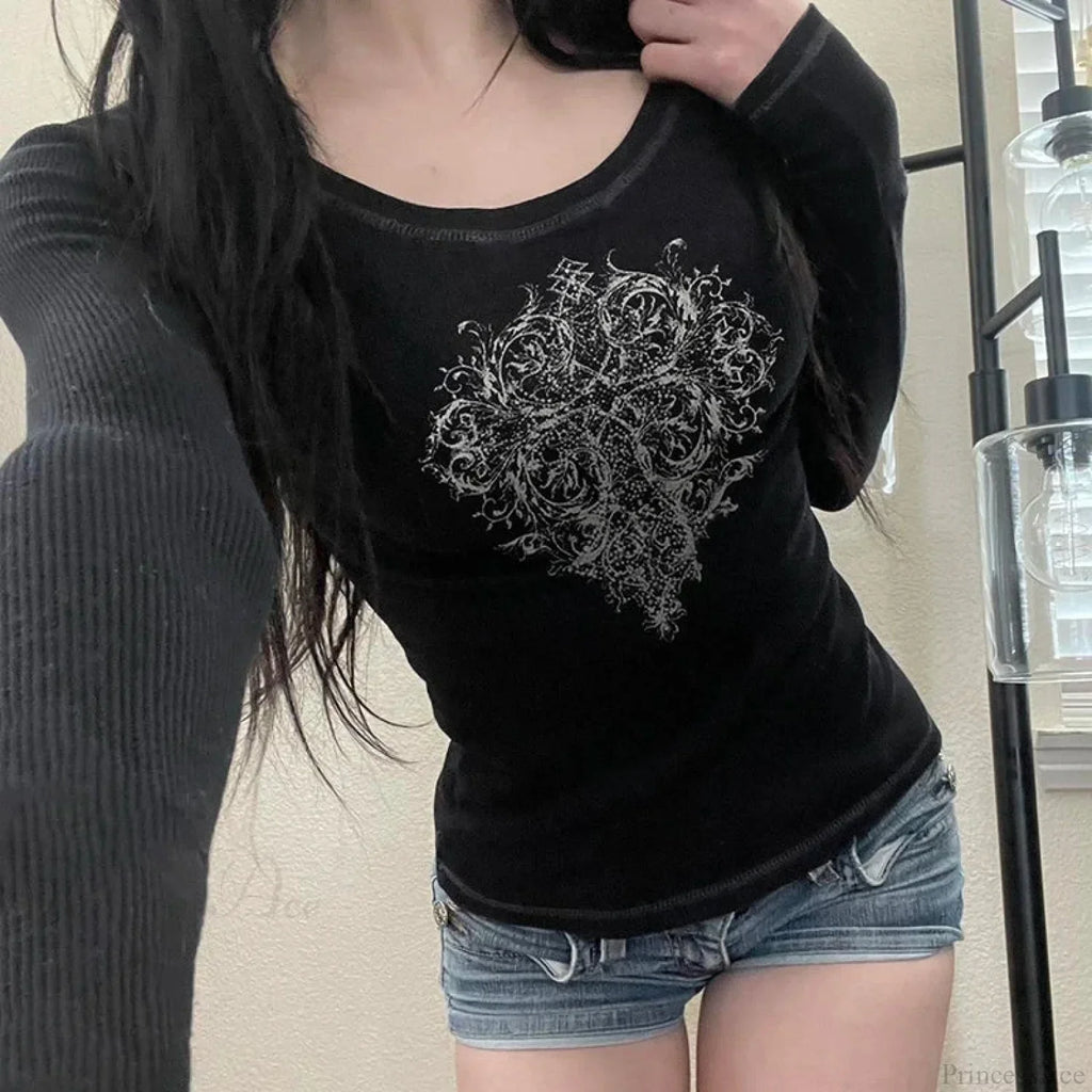 Gothic Print Knit Top image 2