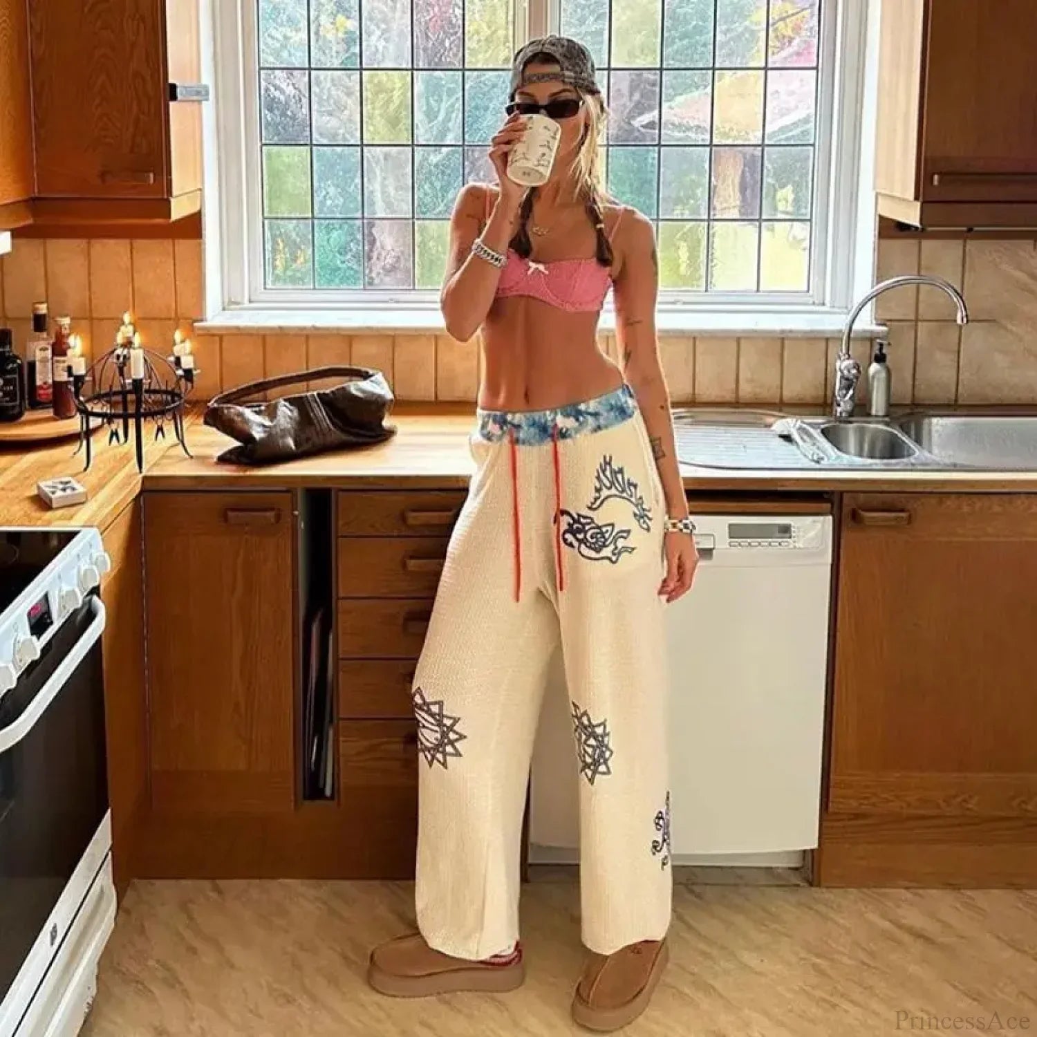 Gothic Print Y2K Women Grunge Pants image 4