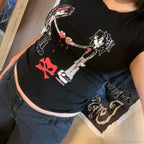Gothic Printed Cropped Vintage T-shirt image 1