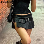 Gothic Rivet Pleated Leather Skirt image 3