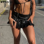 Gothic Rivet Pleated Leather Skirt image 2