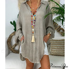 Gown Office Robe Linen Lapel Lady Long Vestidos Blouse Cotton Tunic Casual Women Solid Work Blouses Shirts Femme image 7