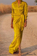 Gown Patchwork Blouse Bandage with Turndown Casual Solid Collar image 7