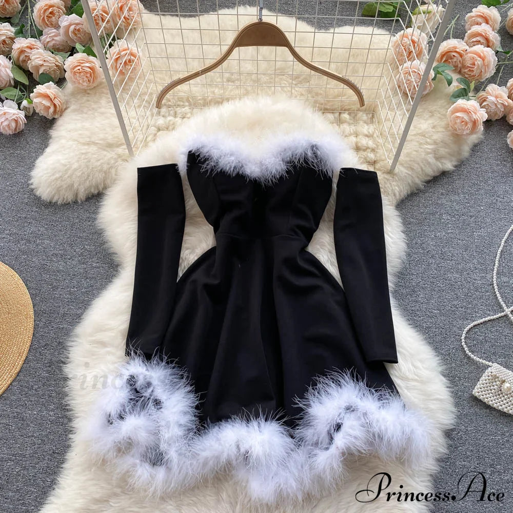 Gown Red for Backless Furry Strapless Elegant - Women Party New Year/Christmas/Femme image 3