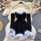 Gown Red for Backless Furry Strapless Elegant - Women Party New Year/Christmas/Femme image 3
