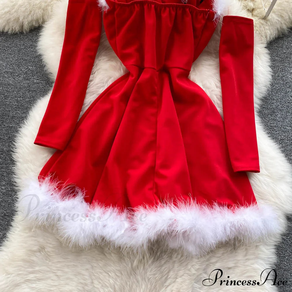 Gown Red for Backless Furry Strapless Elegant - Women Party New Year/Christmas/Femme image 18