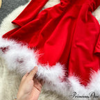 Gown Red for Backless Furry Strapless Elegant - Women Party New Year/Christmas/Femme image 12