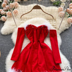 Gown Red for Backless Furry Strapless Elegant - Women Party New Year/Christmas/Femme image 17