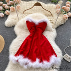 Gown Red for Backless Furry Strapless Elegant - Women Party New Year/Christmas/Femme image 14