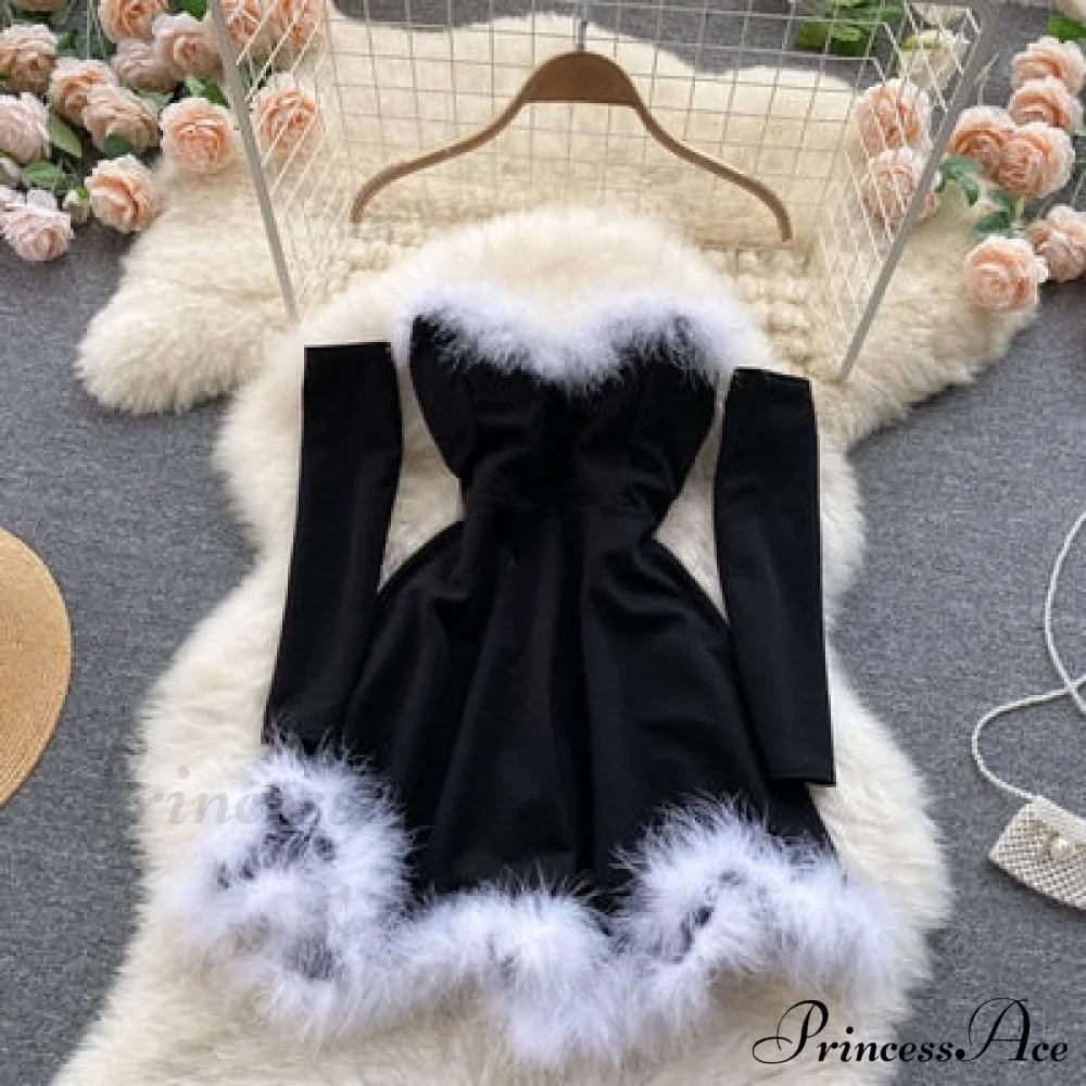 Gown Red for Backless Furry Strapless Elegant - Women Party New Year/Christmas/Femme image 4