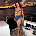 Gradient Bikini Set with Long Skirt Three Piece Swimsuit image 2