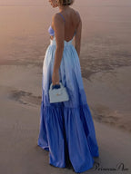 Gradient Color Print Cutout Graceful Waist Tiered Maxi Dress image 2