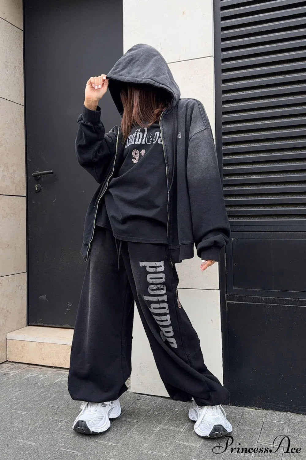 Gradient Letter Distressed Zip Hoodie image 4