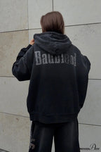 Gradient Letter Distressed Zip Hoodie image 2