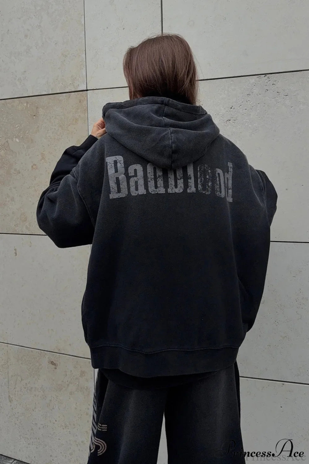 Gradient Letter Distressed Zip Hoodie image 2