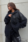 Gradient Letter Distressed Zip Hoodie image 1