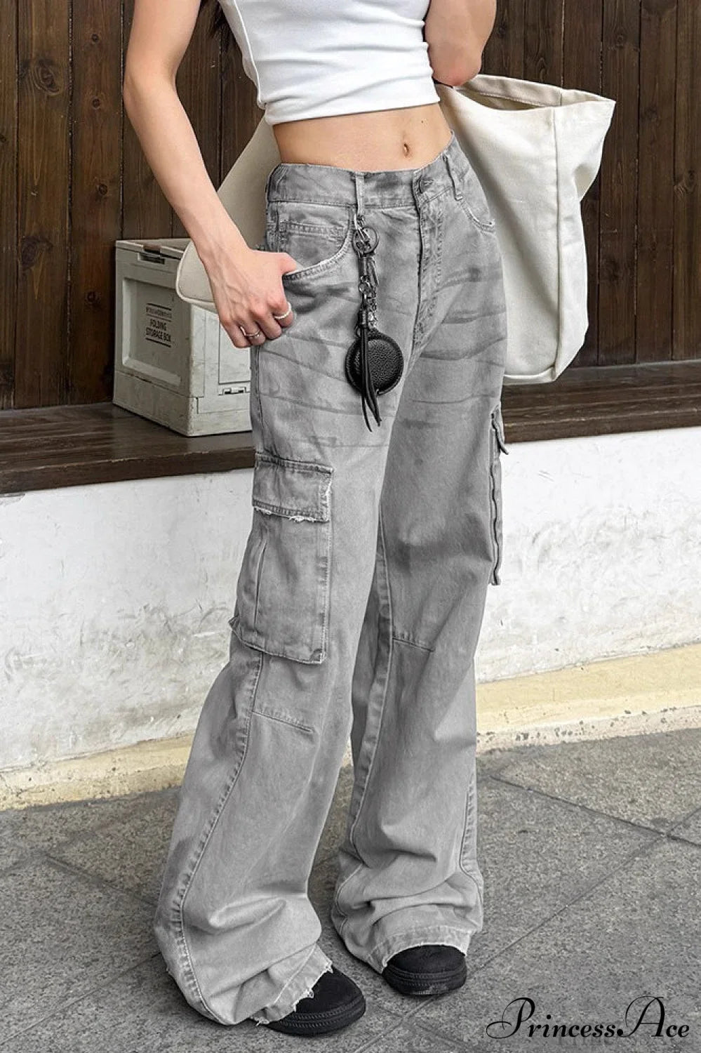 Graffiti Multi-Pocket Micro-Flare Cargo Pants image 1