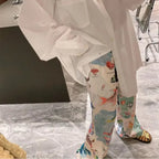 Graffiti Print Wide Leg Elastic High Waist Pant image 2