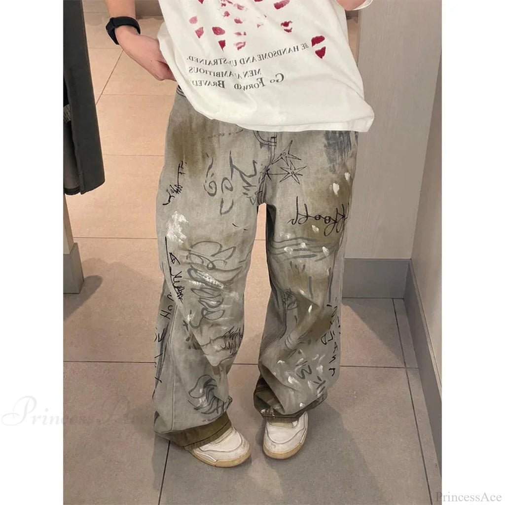 Graffiti Printed Gothic High-Waist Trouser image 1