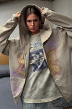 Graffiti Vintage Loose Zip Hoodie image 2