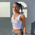 Graphic Cyber Streetwear Women Chic Sleeveless Activity Harajuku Skinny Crops Tank top image 1
