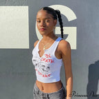 Graphic Cyber Streetwear Women Chic Sleeveless Activity Harajuku Skinny Crops Tank top image 1