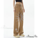 Graphic Pattern Vintage Khaki Jeans image 2