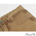 Graphic Pattern Vintage Khaki Jeans image 4