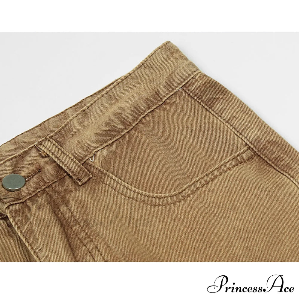 Graphic Pattern Vintage Khaki Jeans image 4