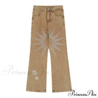 Graphic Pattern Vintage Khaki Jeans image 6