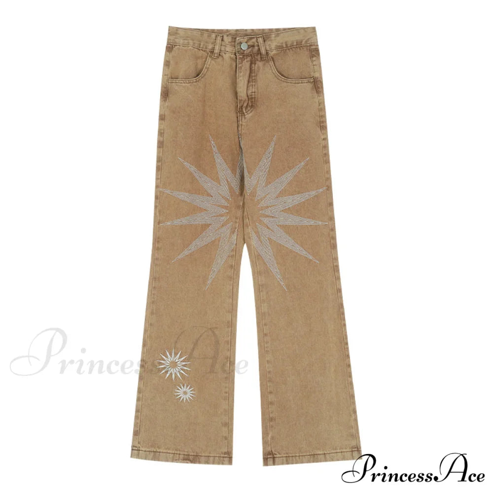 Graphic Pattern Vintage Khaki Jeans image 6
