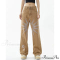 Graphic Pattern Vintage Khaki Jeans image 1