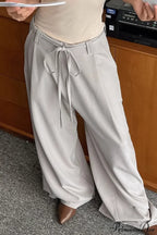 Gray Blazer Style Wide Leg Pleated Pants image 2