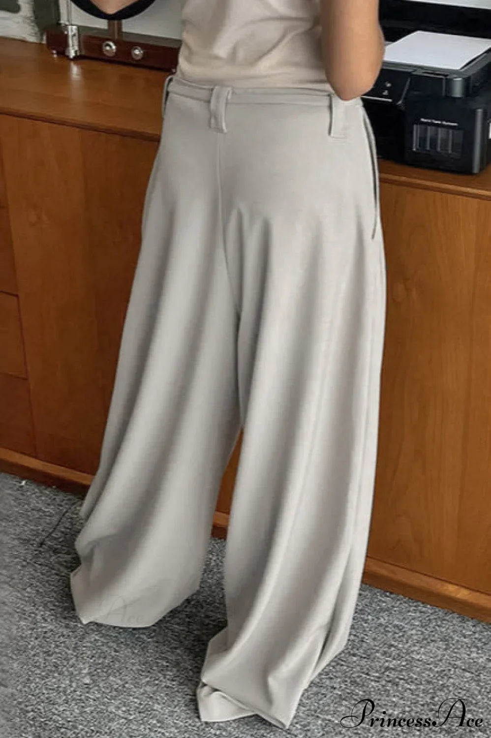 Gray Blazer Style Wide Leg Pleated Pants image 3
