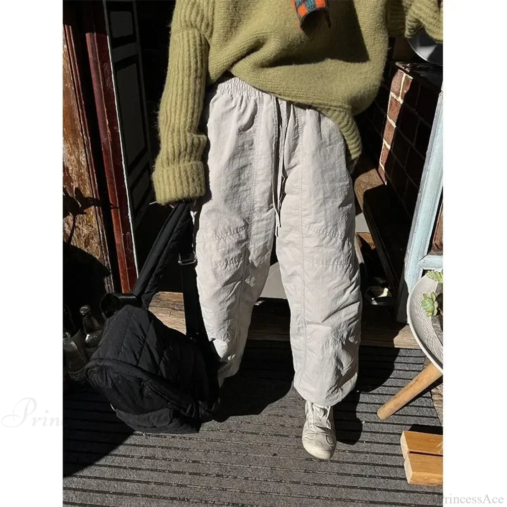 Gray Brushed Winter Korean Fashion Pants image 1