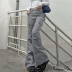 Gray Casual Stitched Pocket Cargo Pants image 3