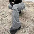 Gray Casual Stitched Pocket Cargo Pants image 2