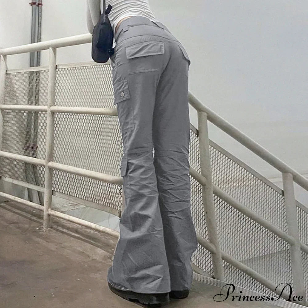 Gray Casual Stitched Pocket Cargo Pants image 4