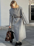 Gray Casual Wool Notched Button Up Overcoat image 1