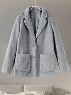Gray Casual Wool Notched Button Up Overcoat image 8