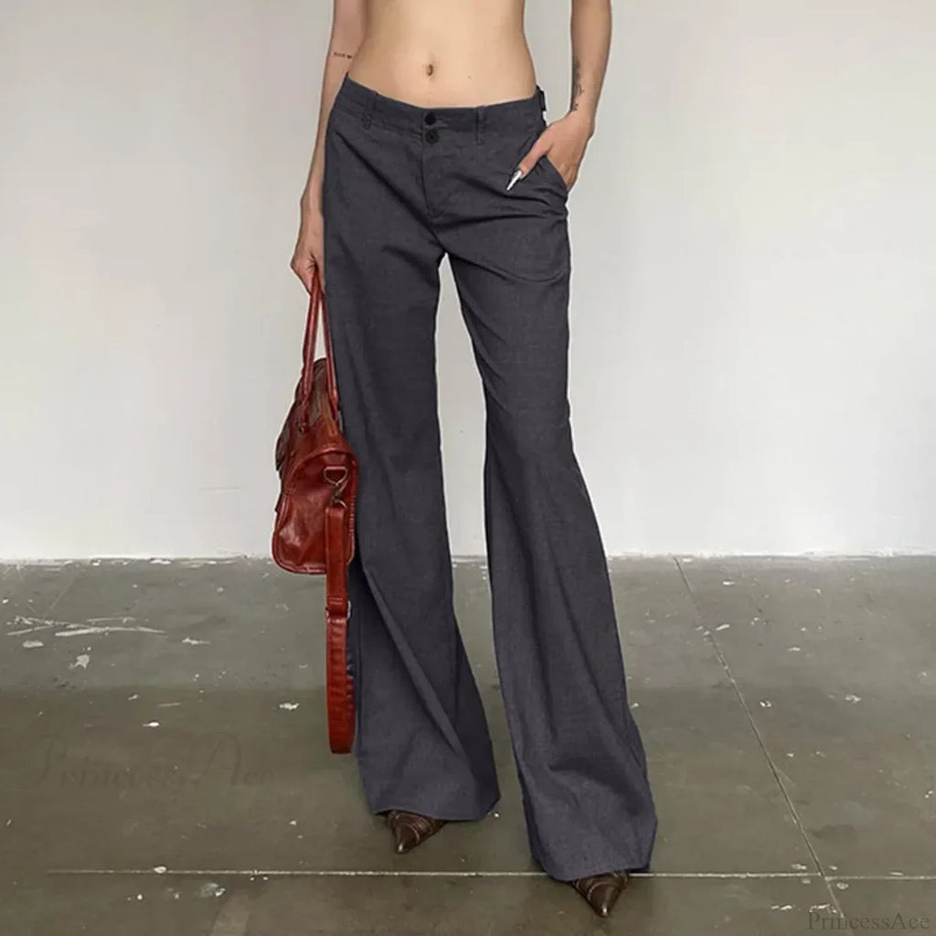 Gray Flared Palazzo Wide Leg Pants image 1