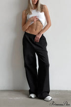 Gray Loose Wide Leg Low Waist Sweat Pants image 3