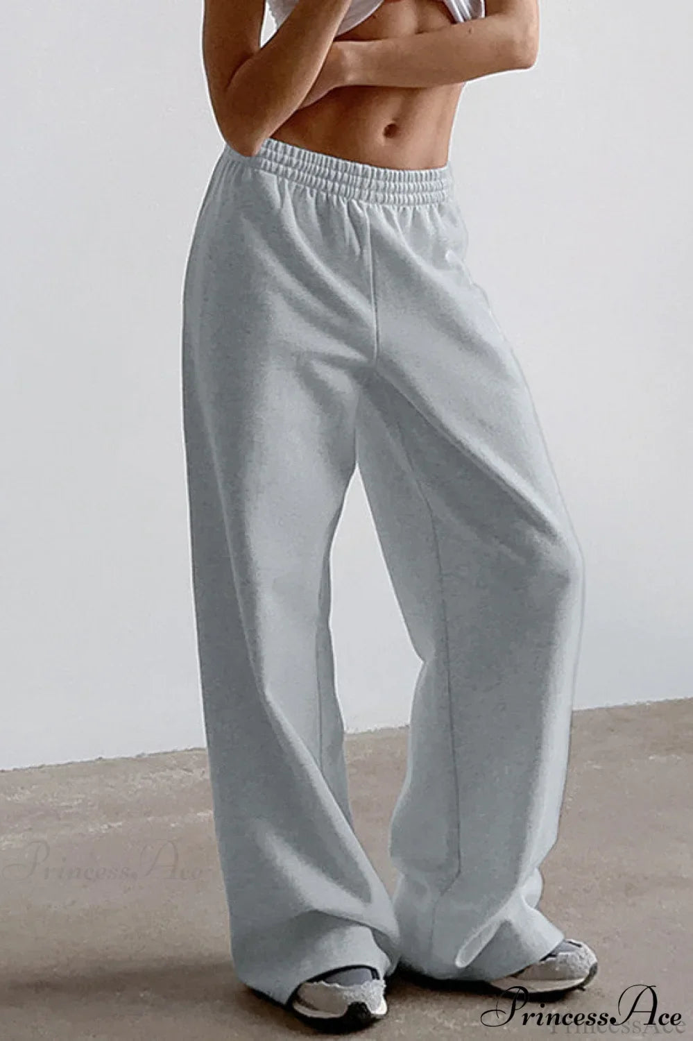 Gray Loose Wide Leg Low Waist Sweat Pants image 4
