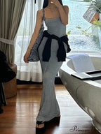 Gray Pointelle Graceful Knit Maxi Dress image 3