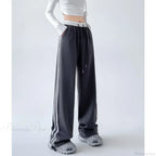 Gray Striped Casual Sweatpants Pants image 2